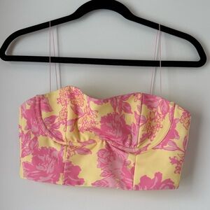 White Fox Boutique Yellow and Pink Floral Top